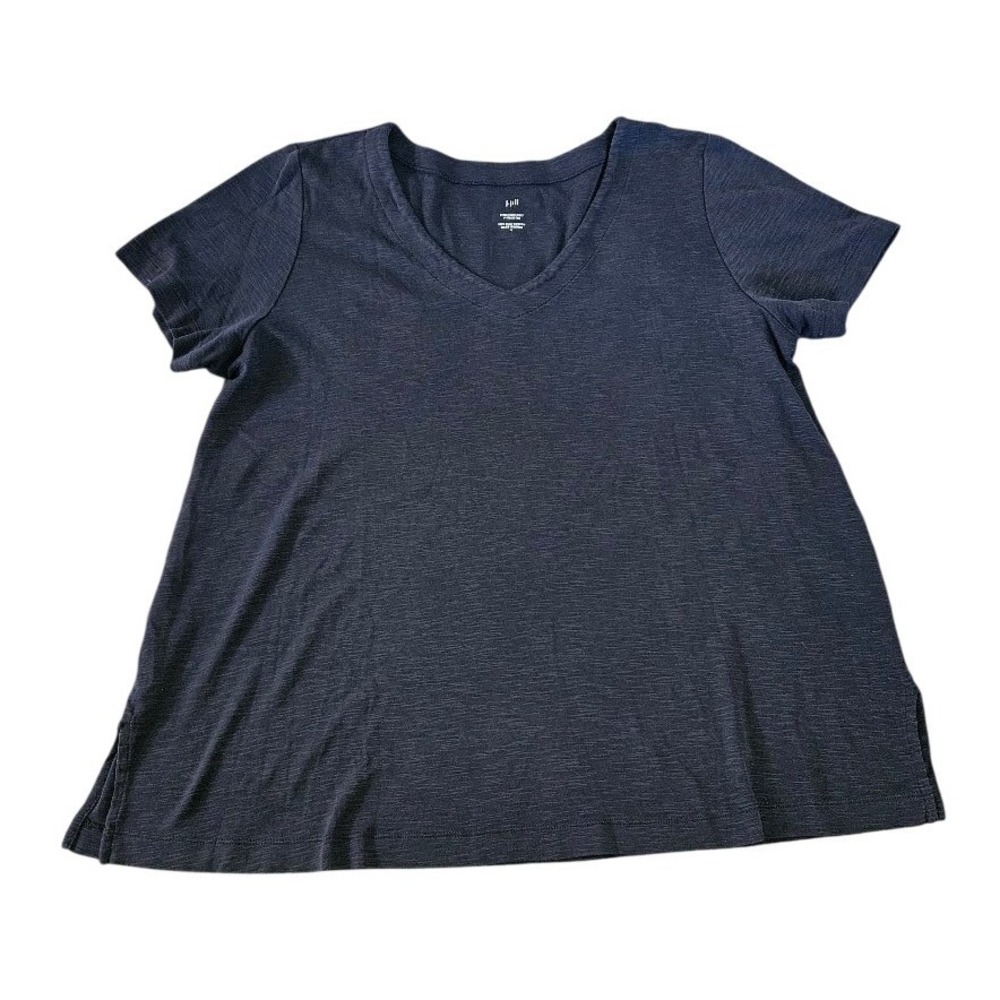 J. Jill Dark Navy V-Neck Short Sleeve Tee